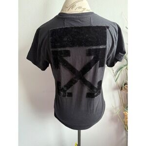 OFF-WHITE Black Cotton T-Shirt Arrows Flocked Logo Mens Size M